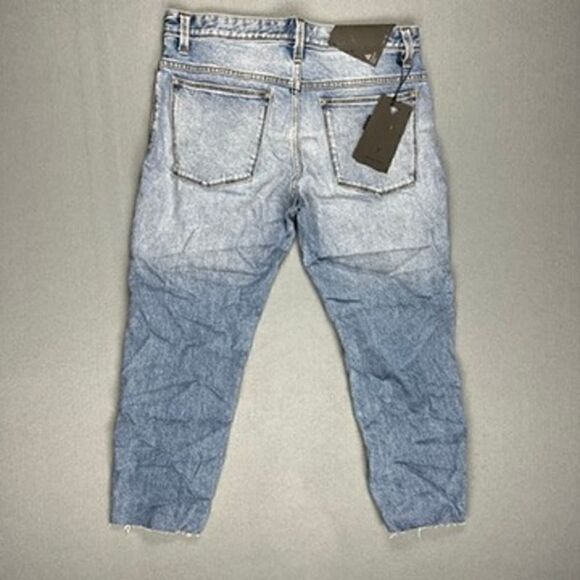 Abrand Jeans Mens 32 Relaxed Slim Taper Ankle Cropped Blue Denim Raw Hem NWT - Picture 2 of 15